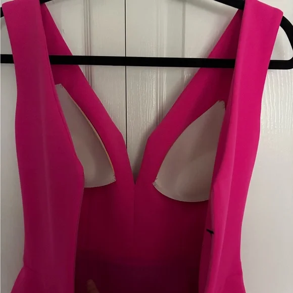 Black Halo Eve Gown Womens Size 0 Hendricks Hot Pink Draped Peplum Scuba Dress - Picture 5 of 8